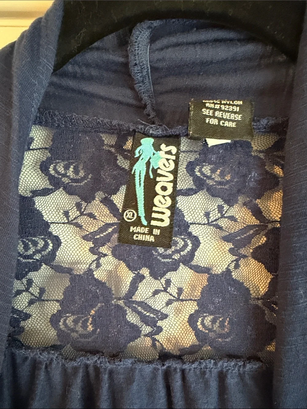 Weavers Navy Lace-Back Open Cardigan